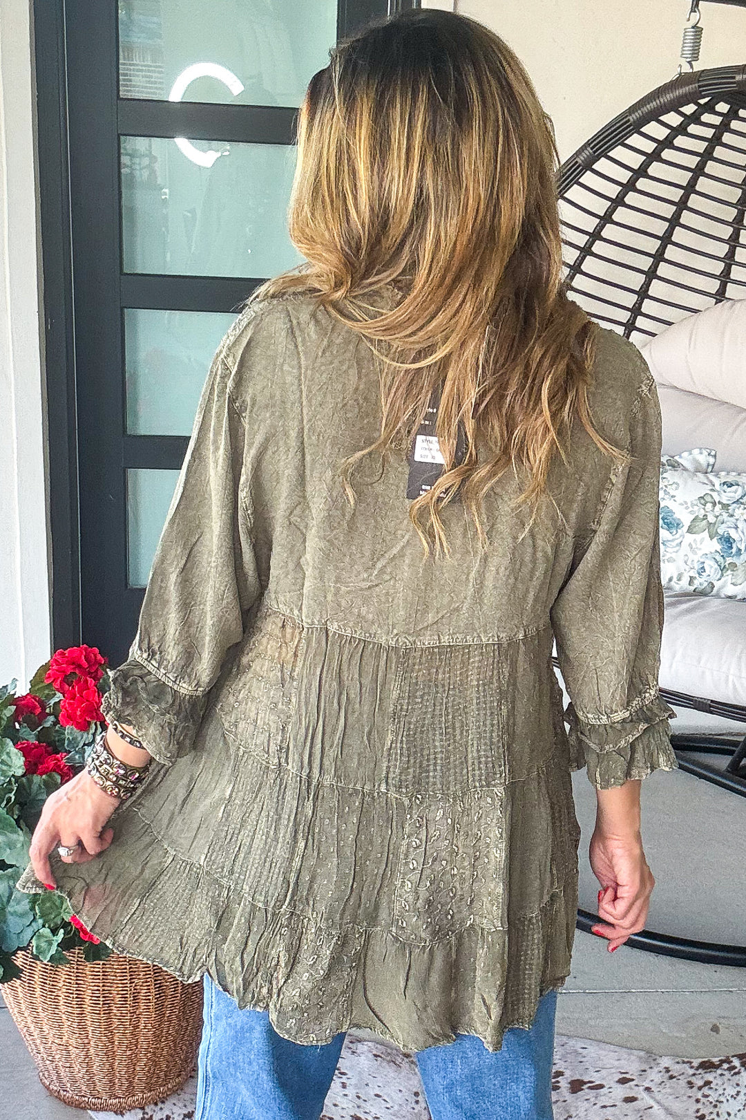 Gathering Sweetness Blouse - Gravel