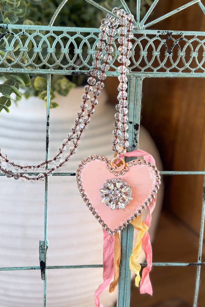 Vintage Blush Crystal Heart Necklace