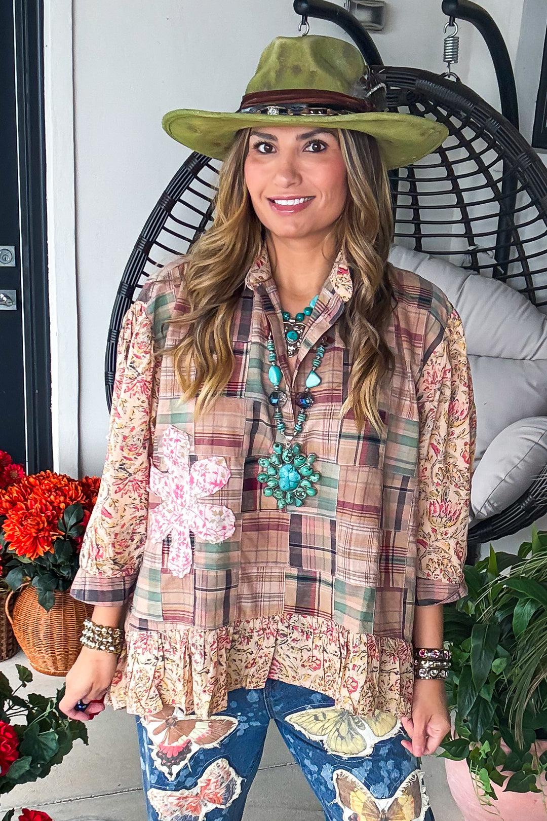 Around the Meadow Top - Tan - 100% Cotton