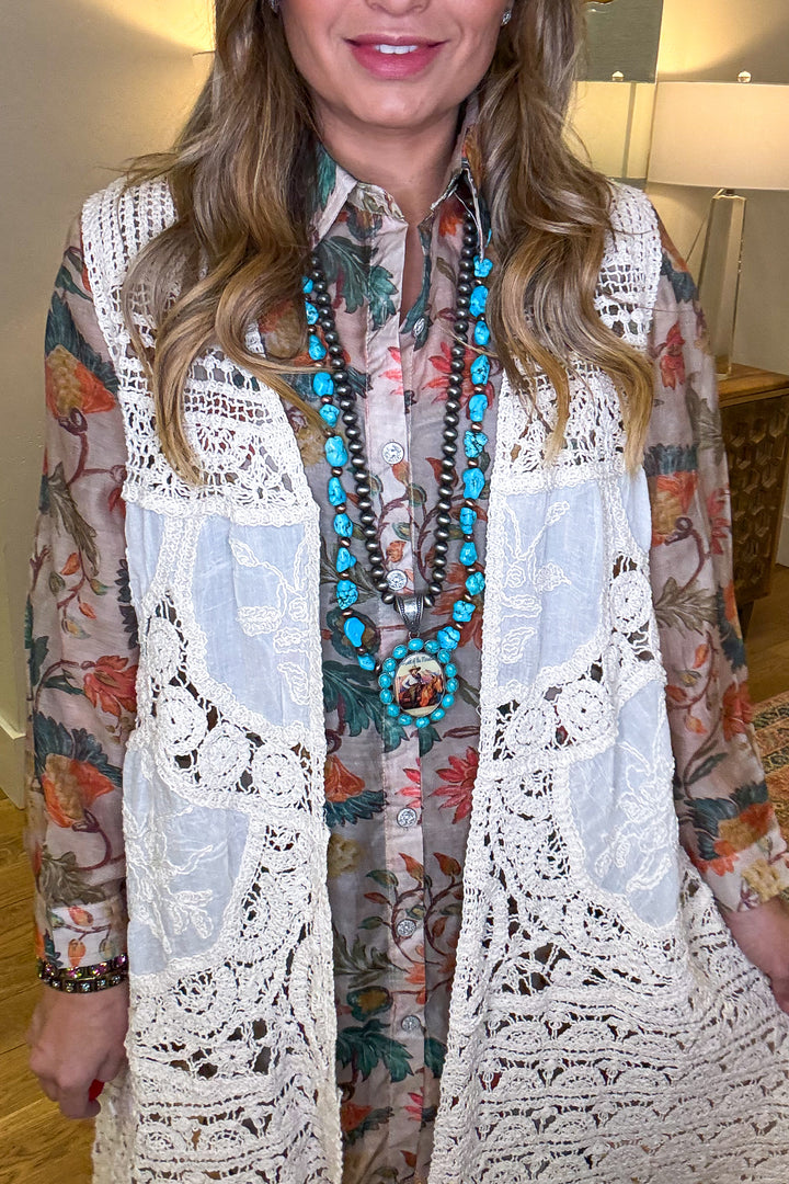 Well Polished Crochet Vest  - Natural