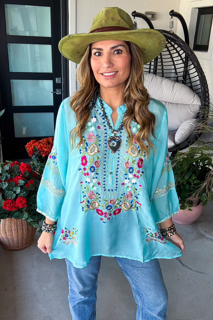 Festivities Gathering Top - Aqua