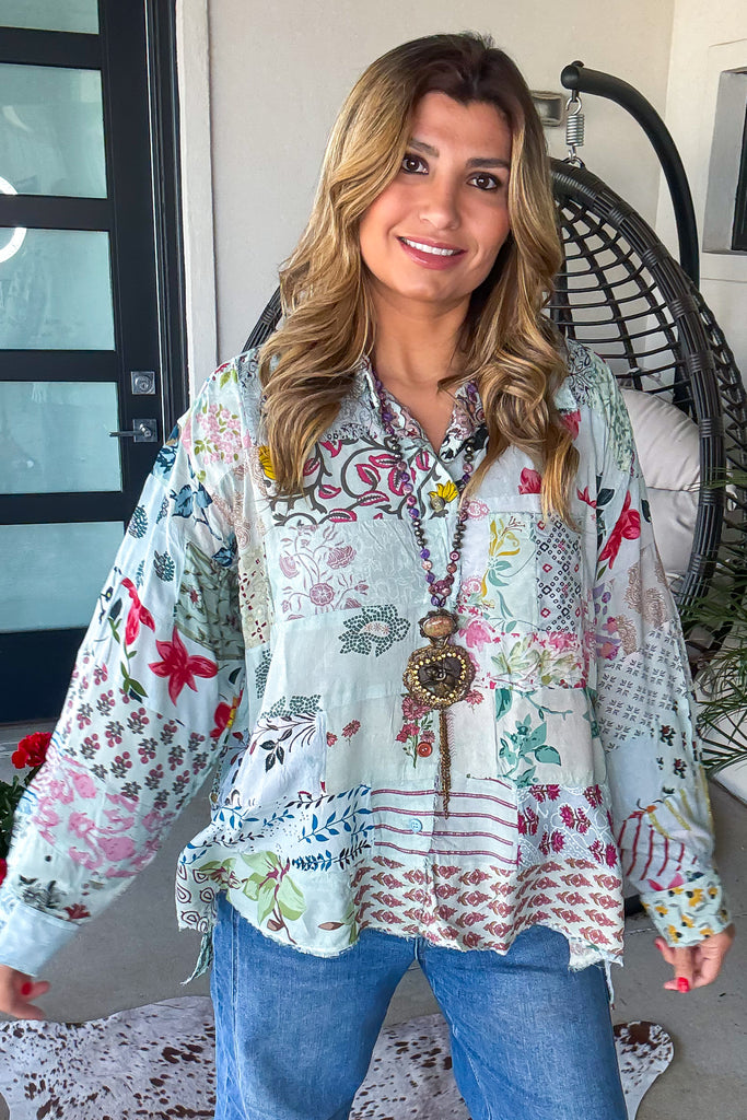 Patchwork Love Oversized Top - 100% Cotton