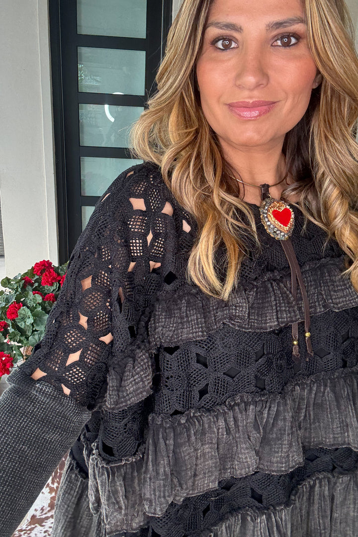 PRE ORDER: Gypsy Breeze Sheer Oversized Top - Black