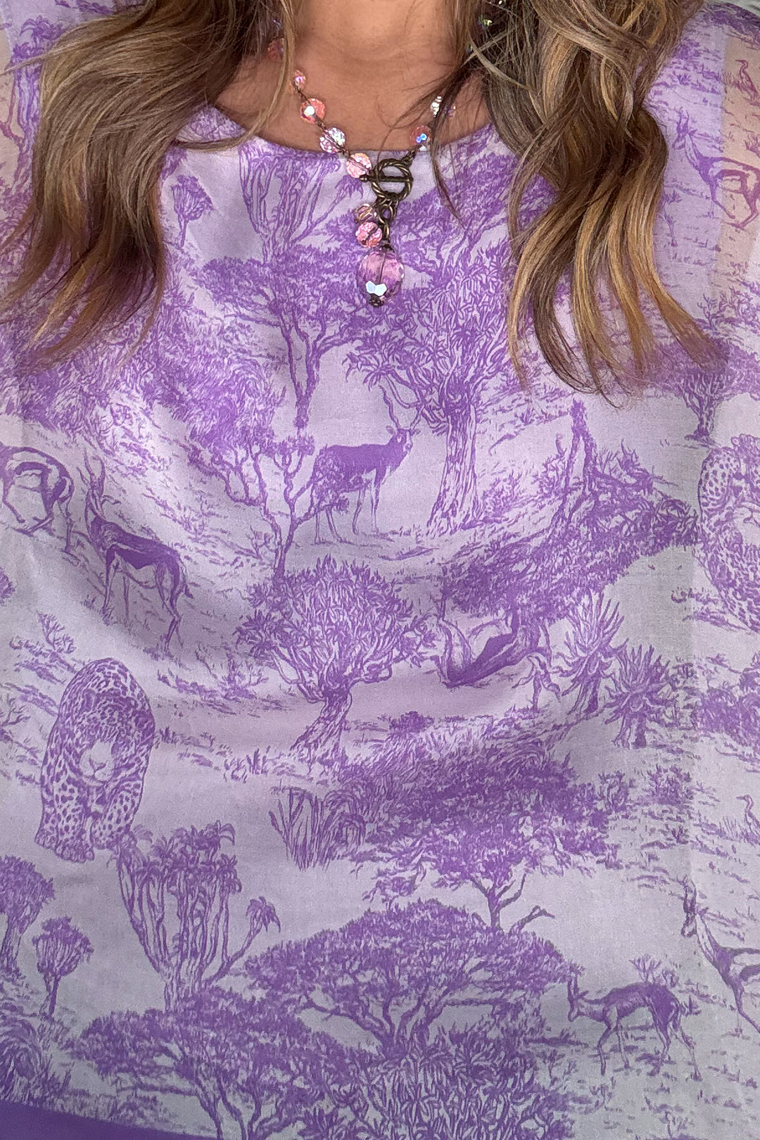 Savanna Sunset Silk Top - Purple - Made in Italy