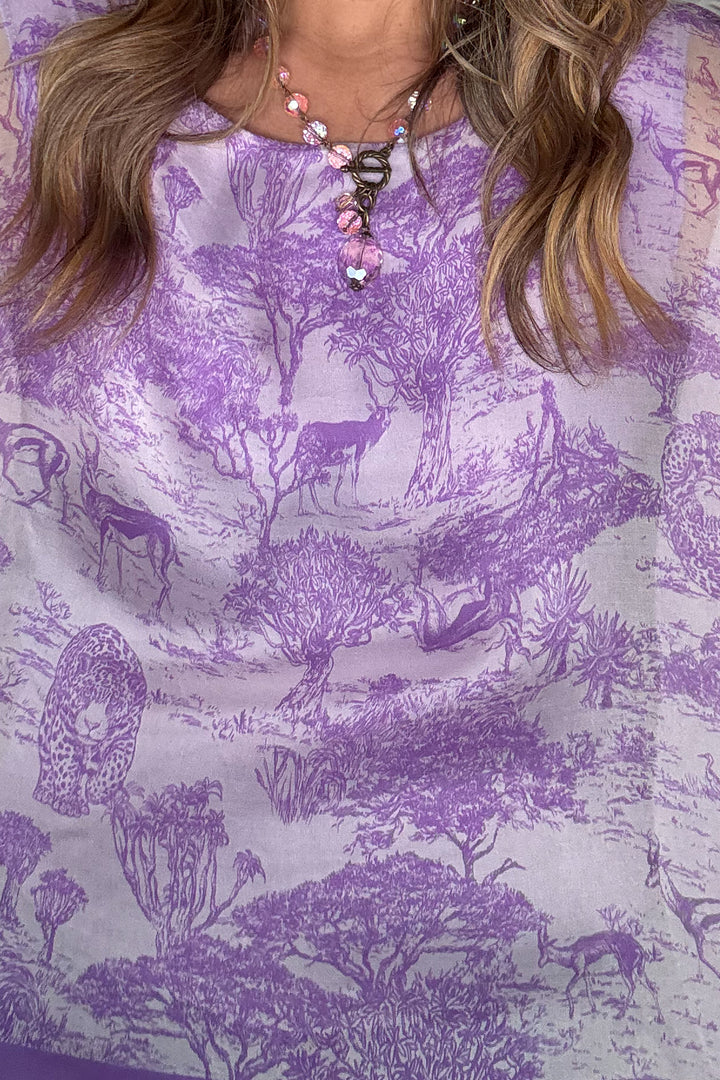Savanna Sunset Silk Top - Purple - Made in Italy