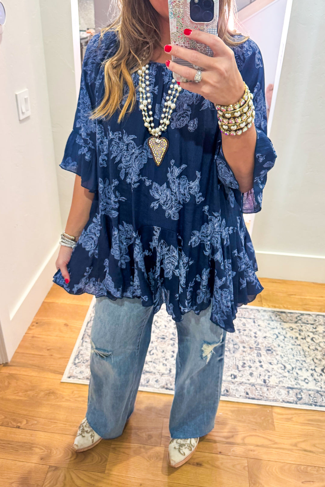 Your Love Awakens Me Oversized Tunic - Navy