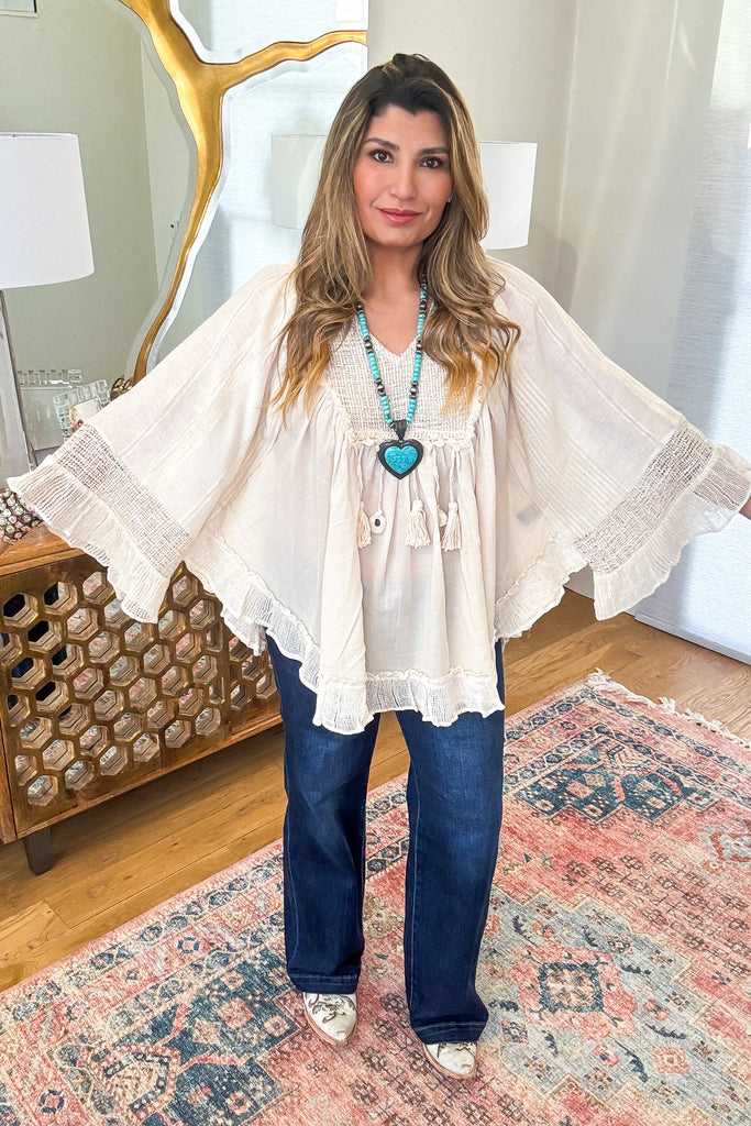 Sweet Honey Bell Top - 100% Cotton - Natural