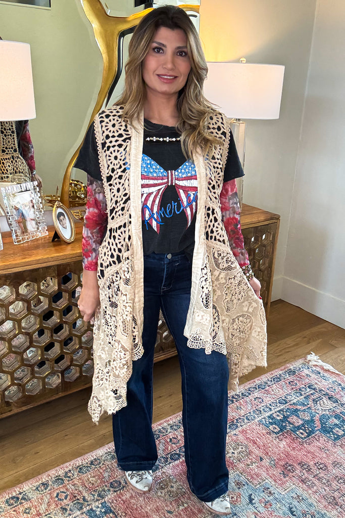 Vintage Lace Boho Duster – High Low 100% Cotton Lace Duster