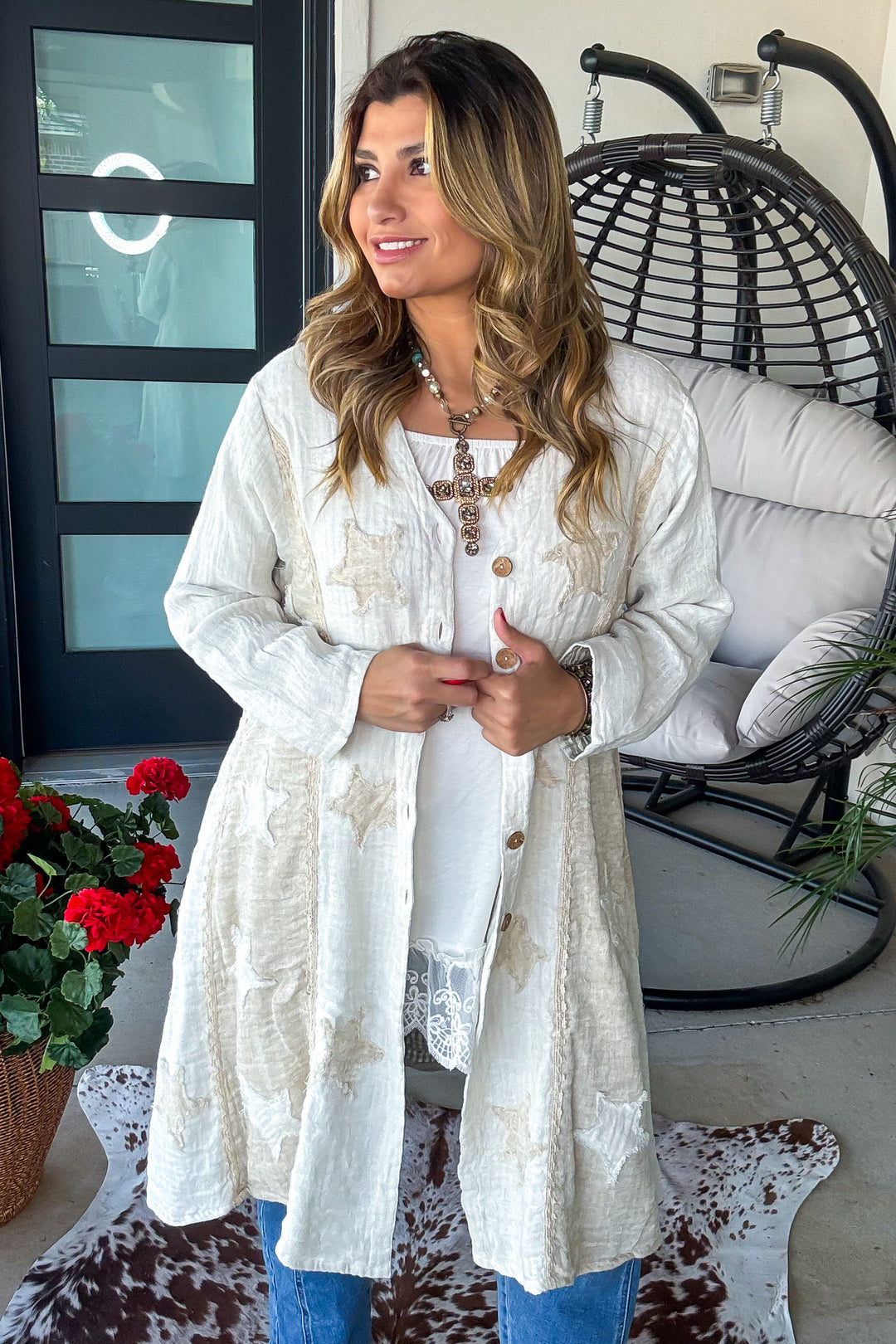 Relaxed Linen Button Up Cardigan - 100% Linen 
