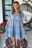 Cottage Charm Midi Denim Dress - Light Denim