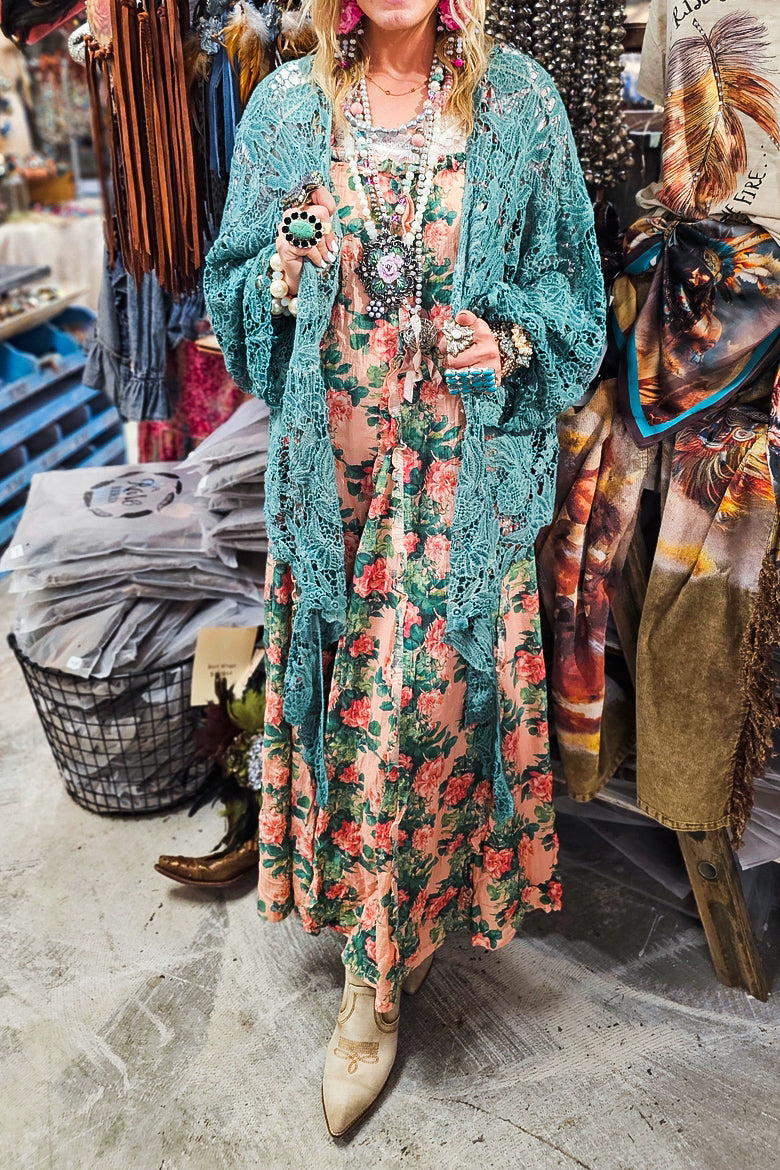 Roses and Dreams Maxi Dress - 100% Cotton - MADE IN USA