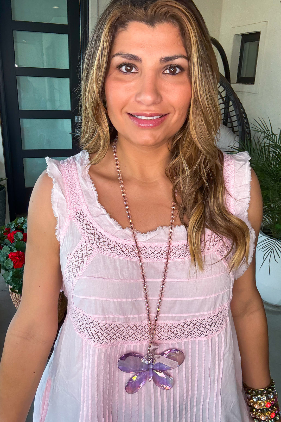 Tied With Grace Tunic/Tank - 100% Cotton - Pink