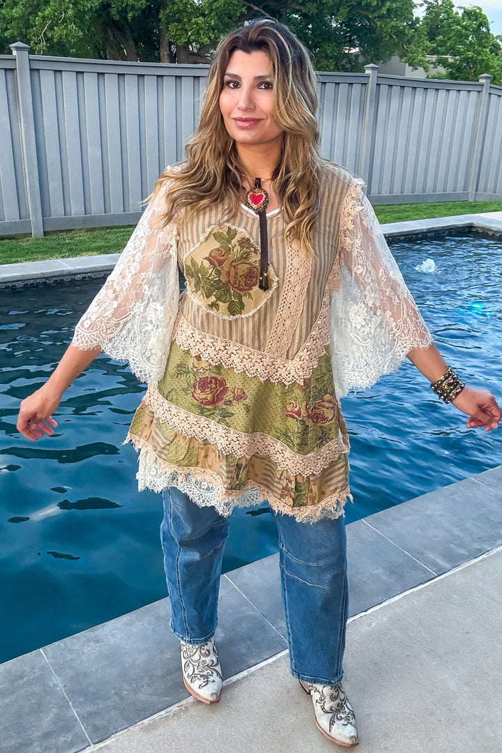 Sheer Enchantment Lace Top - Beige (This is for the beige lace top under)