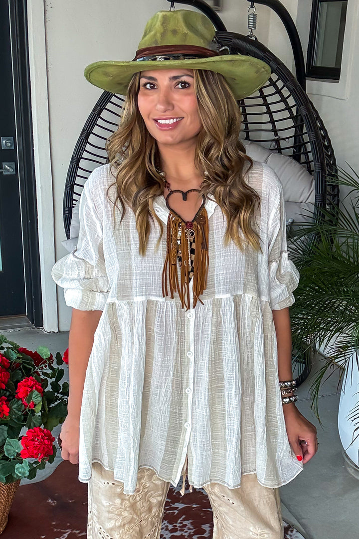 Sandstone Sweetheart Top - 100% Cotton - Natural