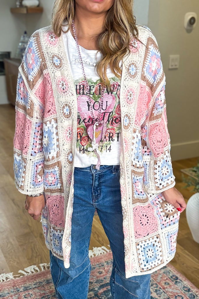 PRE ORDER: Boho Patchwork Crochet Cardigan