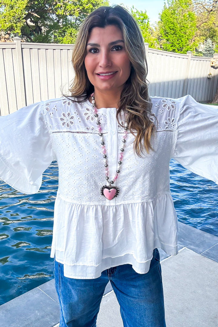 PRE ORDER: Garden Veil Eyelet Top - 100% Cotton -White