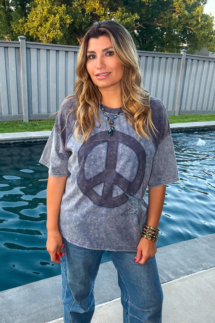 Blue Skies And Good Vibes Top - 100% Cotton - Navy