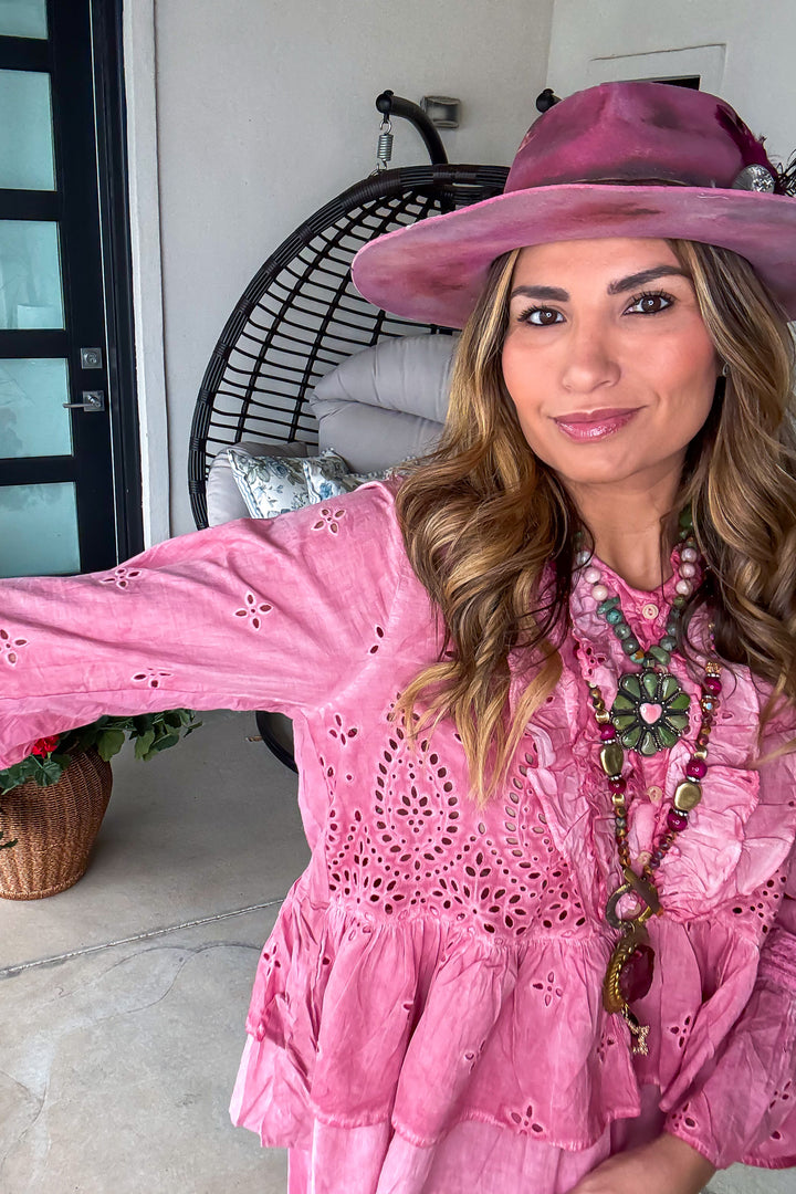 Heirloom Eyelet Top - Petal Pink - House of Jaded Gypsy Exclusive