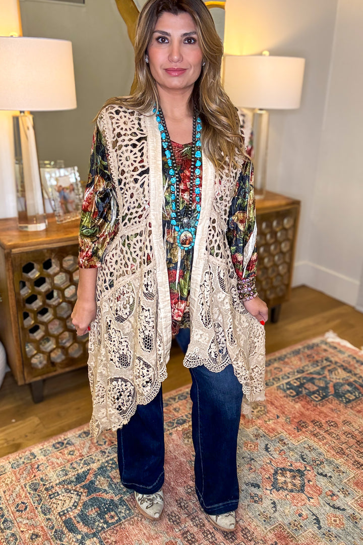 Vintage Lace Boho Vest  – High Low 100% Cotton Lace Duster