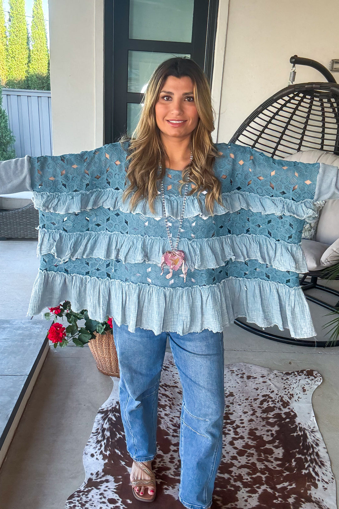 Gypsy Breeze Oversized Top - Lagoon