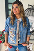 One of a Kind - Rhinestone Bloom Denim Jacket - Denim