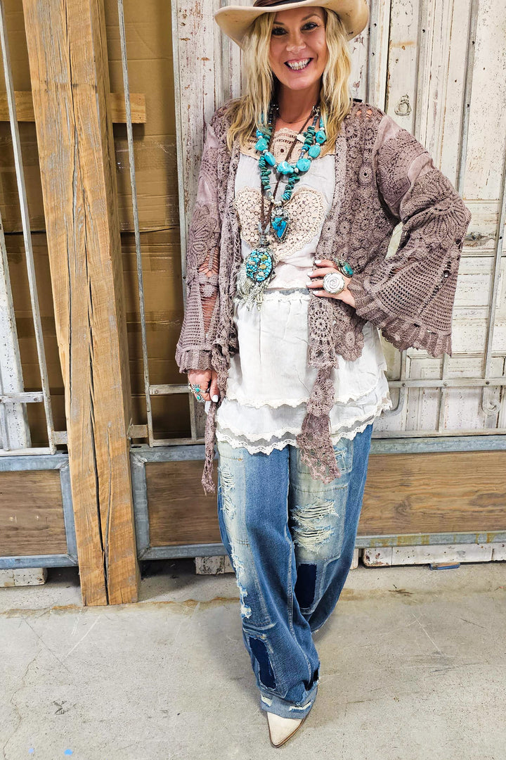 PRE ORDER: Desert Lace Dream Cardigan - Brown