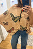 Butterfly Garden Oversized Top - Tan - 100% Cotton