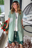 Sparked Affection Sequin Duster - 100% Linen - Army - Made in Italy