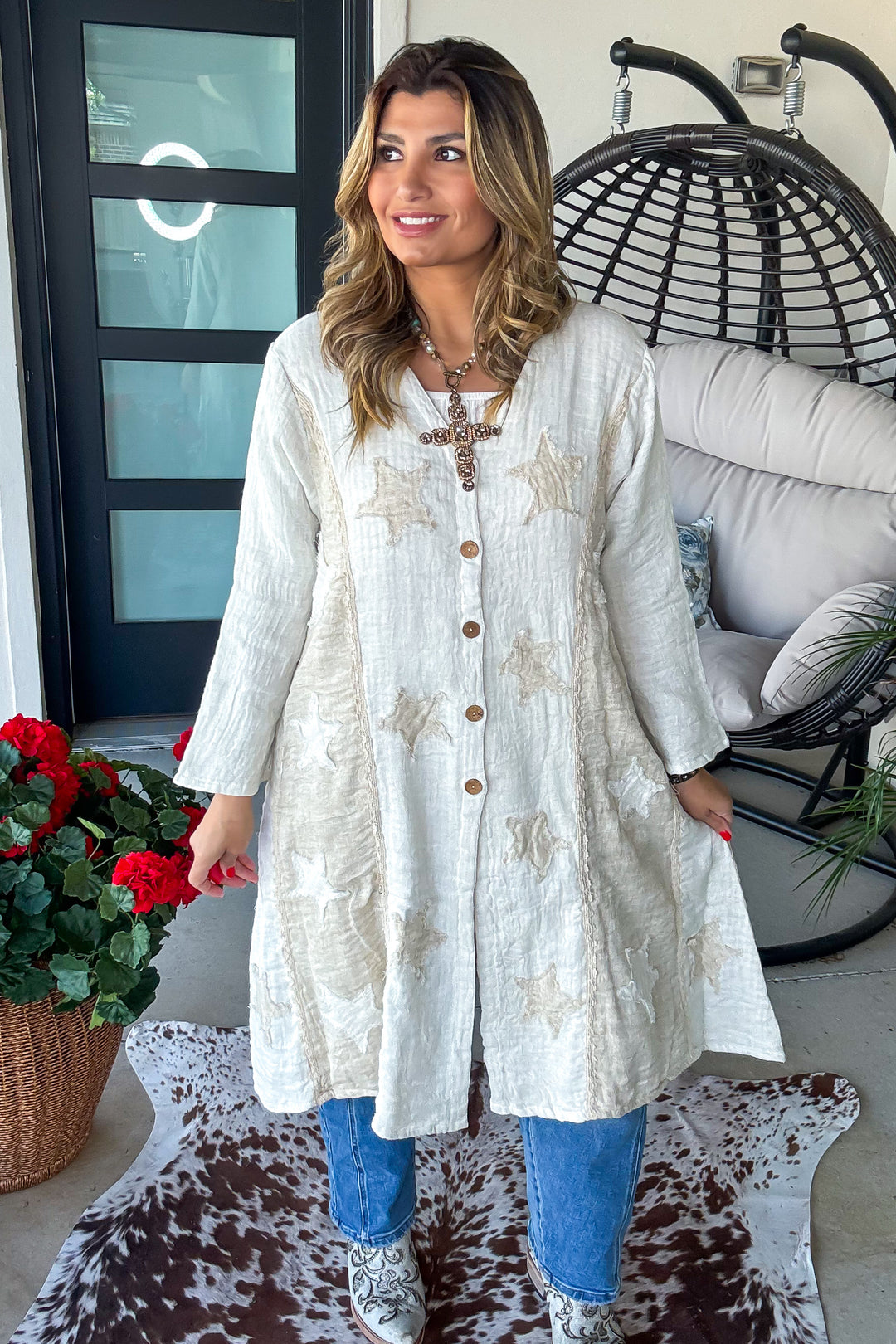 Relaxed Linen Button Up Cardigan - 100% Linen 