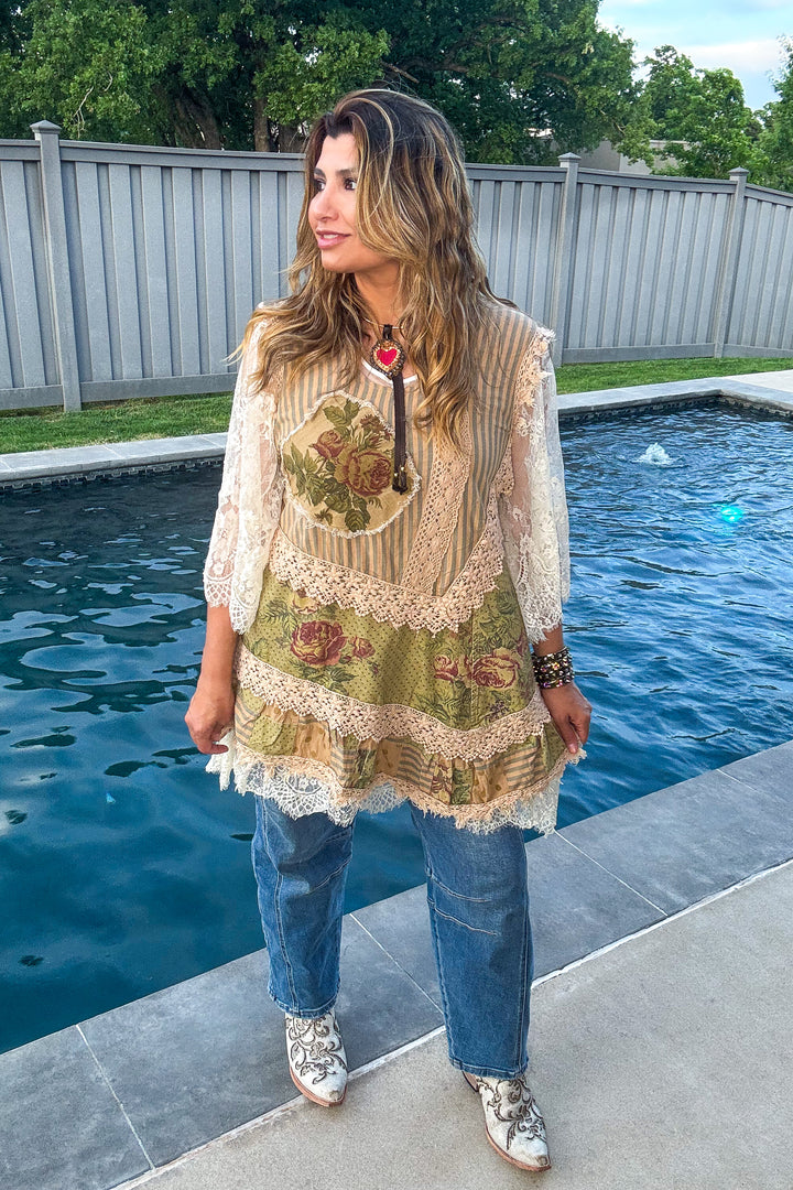 Sheer Enchantment Lace Top - Beige (This is for the beige lace top under)