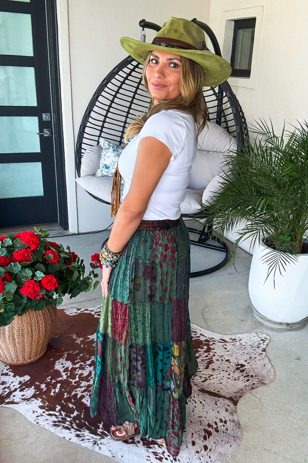 Dreaming Of Tomorrow Elastic Waist Maxi Skirt - Basil
