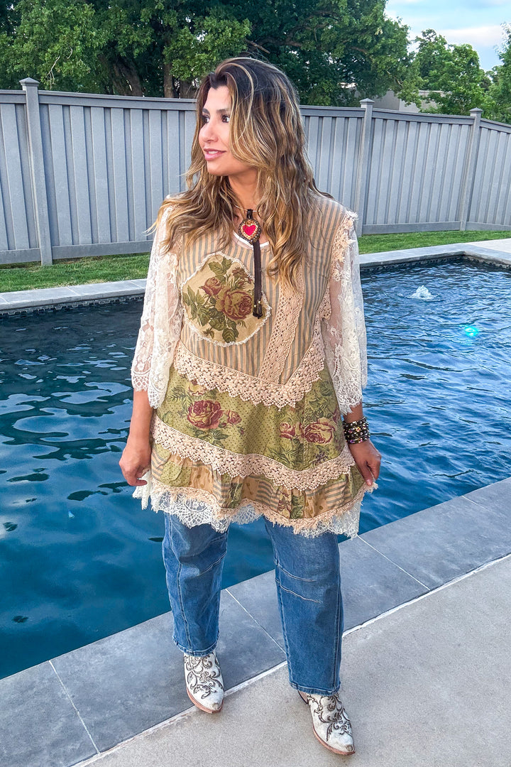 Sheer Enchantment Lace Top - Beige (This is for the beige lace top under)