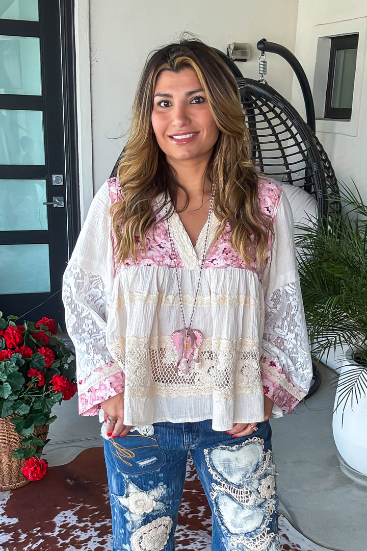PRE ORDER: Rosewater Bloom Top - 100%Cotton  - Blush