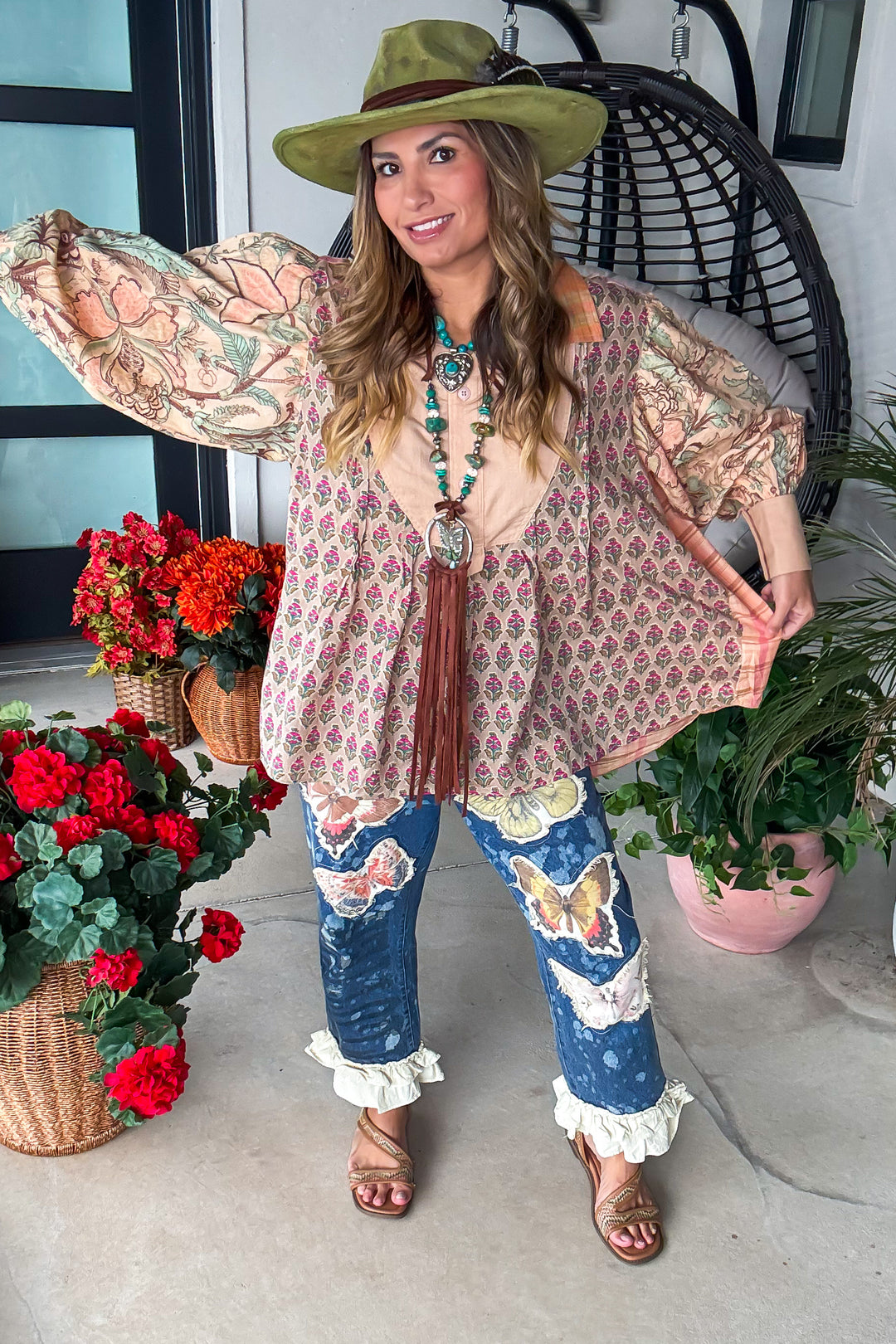 PRE ORDER: Harvest Treasures Tunic - Apricot Plaid - 100% Cotton