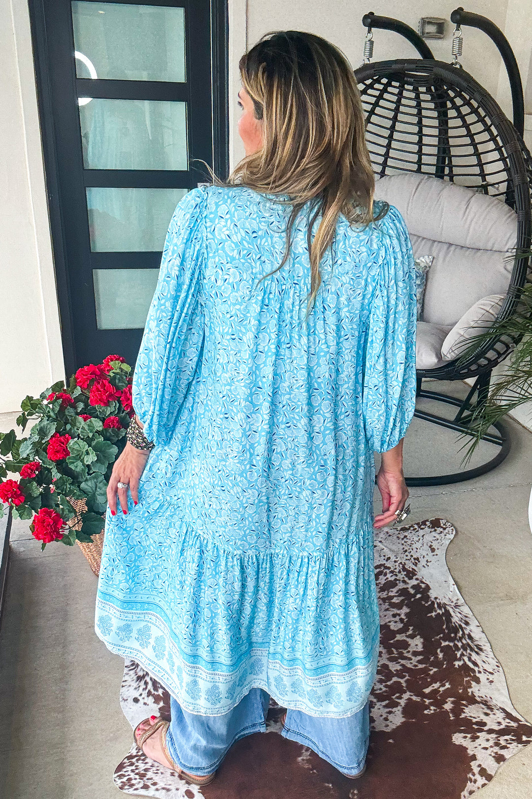 Willow Whips Kimono - Cyan Blue