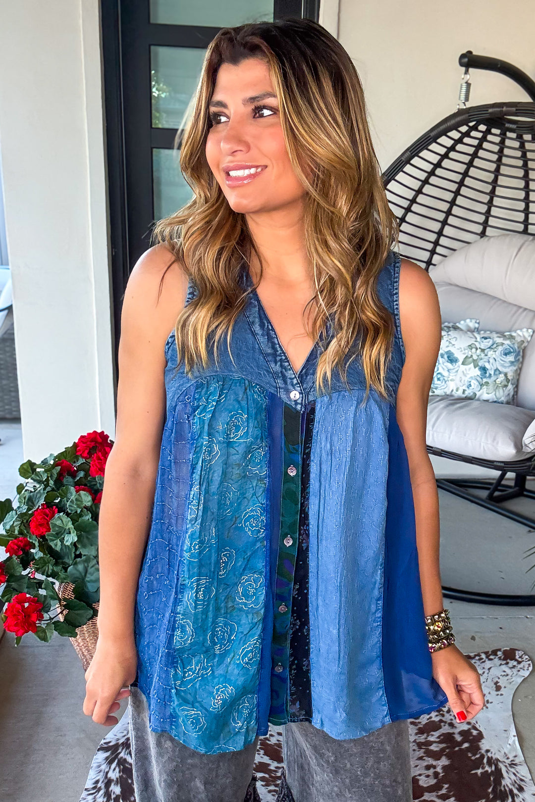 True At Heart Sleeveless Top  - Indigo - SALE