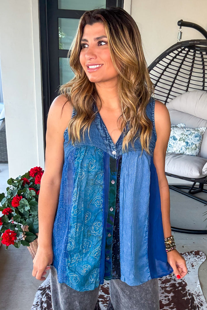 True At Heart Sleeveless Top  - Indigo - SALE