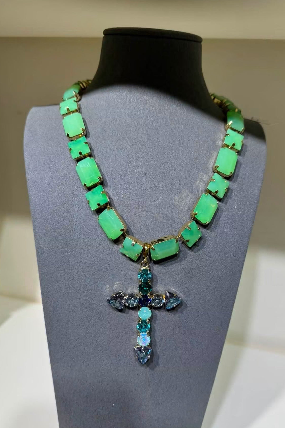 WAFA Cross Necklace - Mint Blue