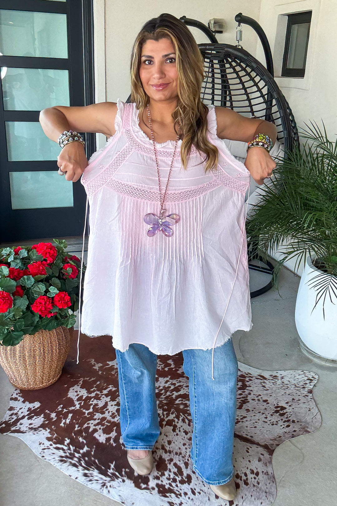 Tied With Grace Tunic/Tank - 100% Cotton - Pink