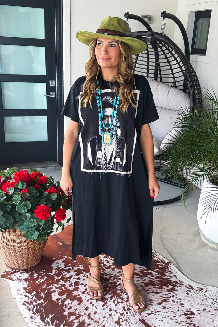 Chief Maxi Cotton Oversized Jersey Dress - 100% Cotton -Black