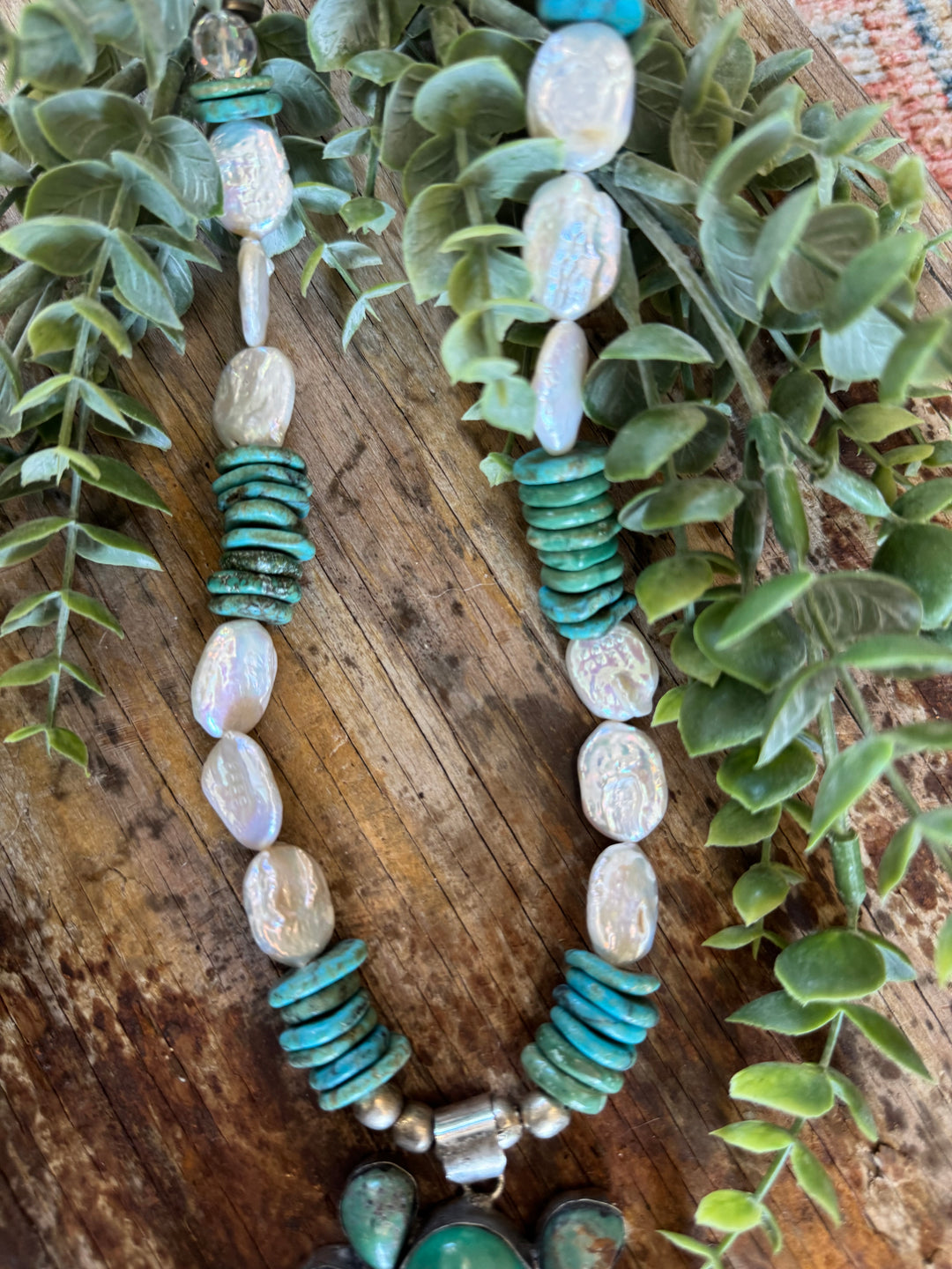 One of a Kind - Handmade - Baroque Pearl and Turquoise Necklace
