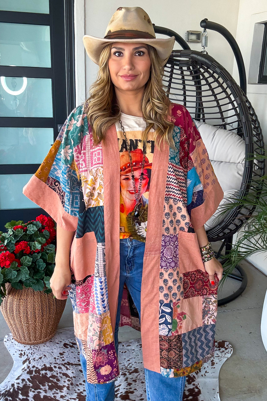 The Nepal Oversized Kimono - 100% Cotton - Peach