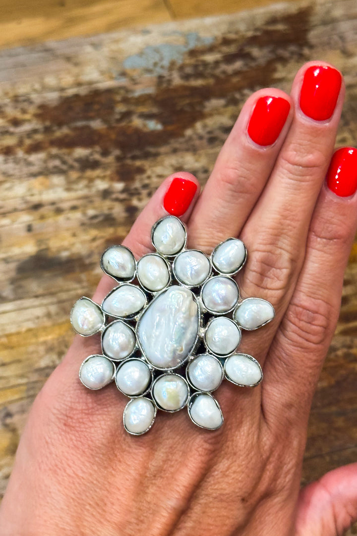 Real Baroque Pearl Ring - Silver Plated