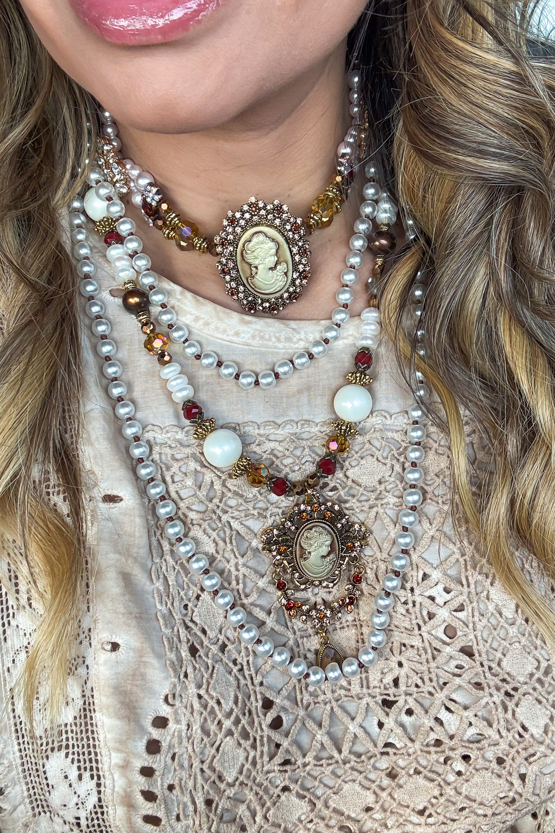 Pearl Cameo Necklace
