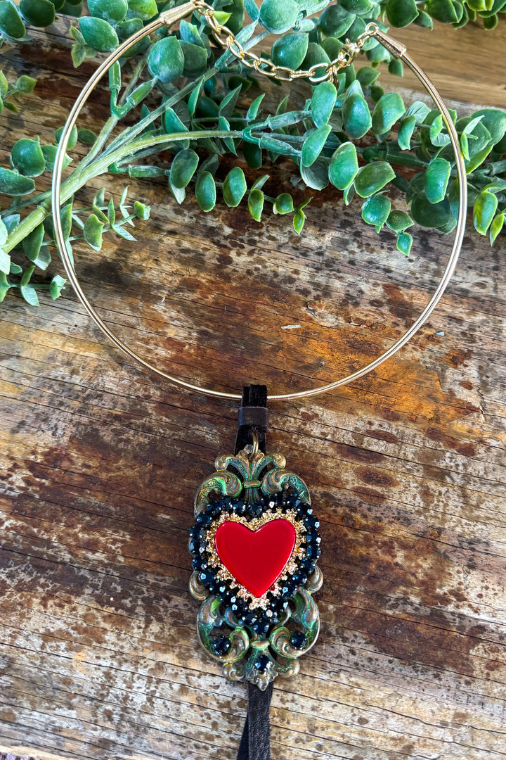 Sacred Heart Statement Necklace – One of a Kind Handmade Piece IX