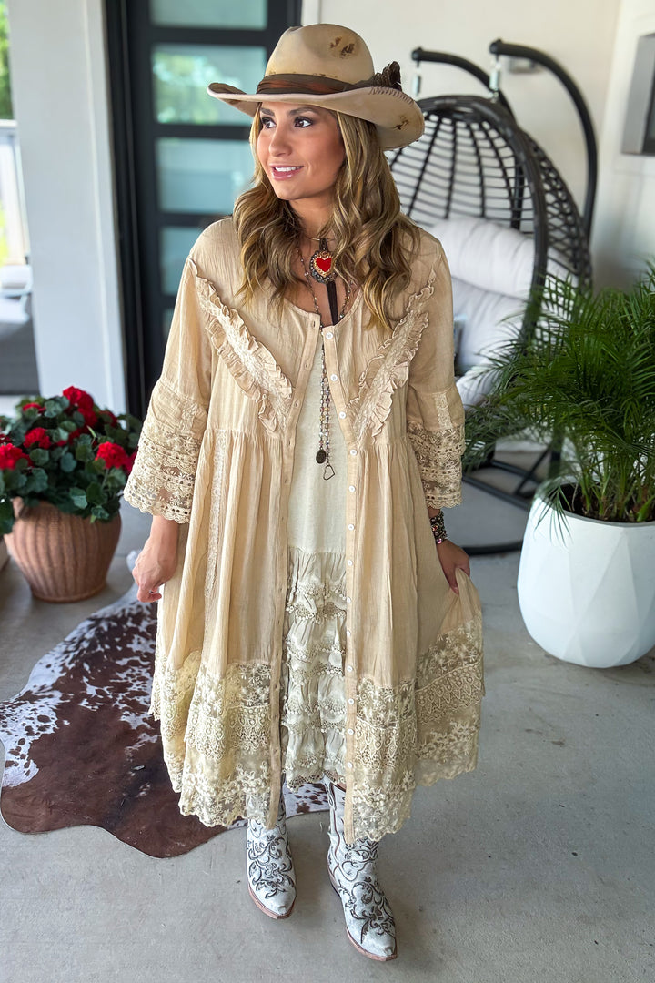 Golden Prairie Lace Cotton Duster -100% Cotton - MADE IN USA