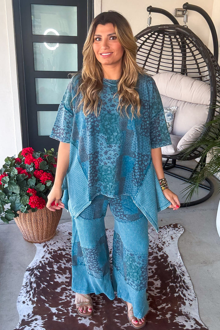 Stitch And Stroll Oversized Top - 100% Cotton - Teal