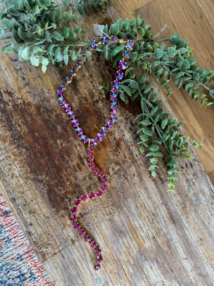 WAFA Crystal Necklace - Lariat 18" Necklace - volcano