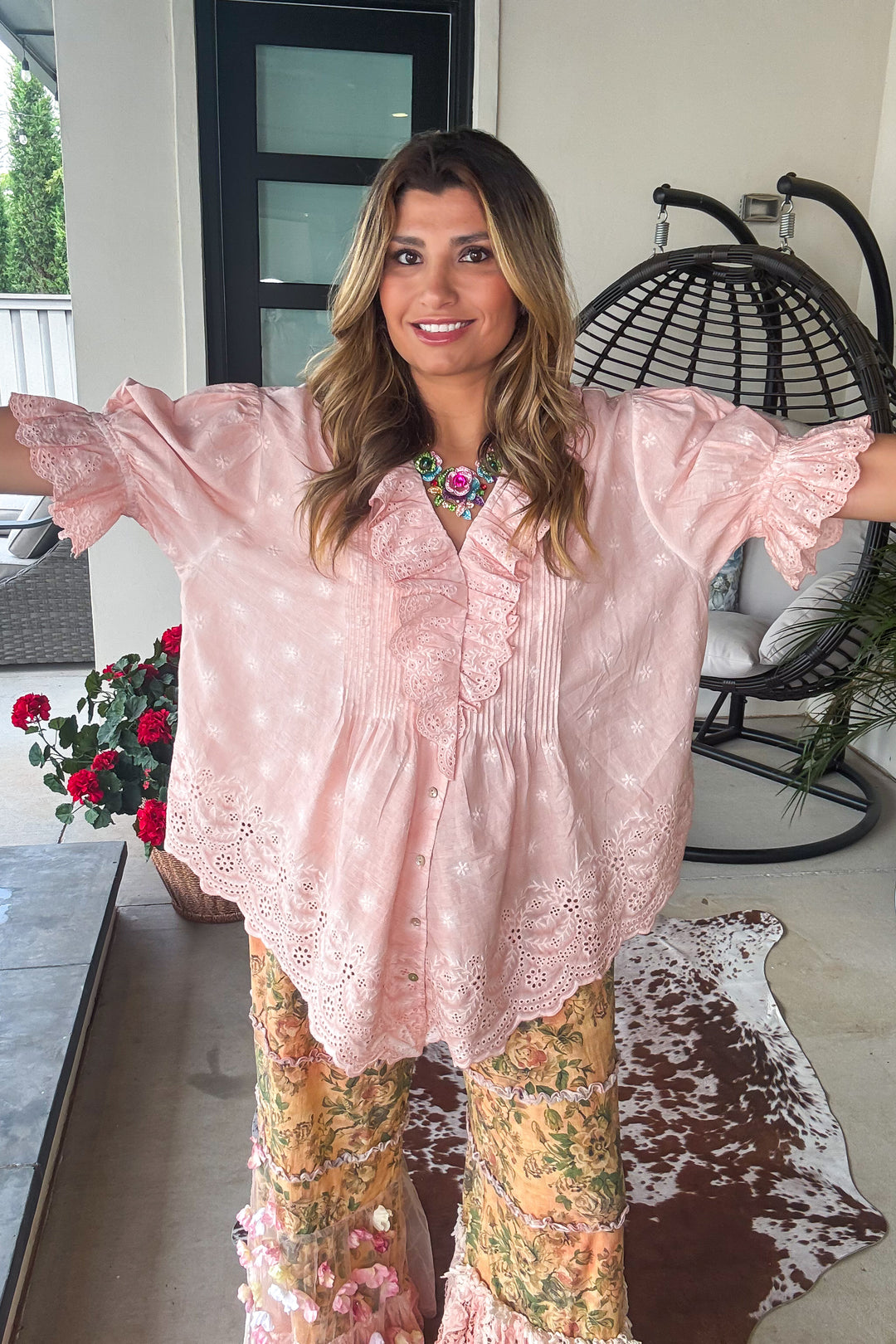 PRE ORDER: Timeless Romance Top - 100% Cotton - Pink