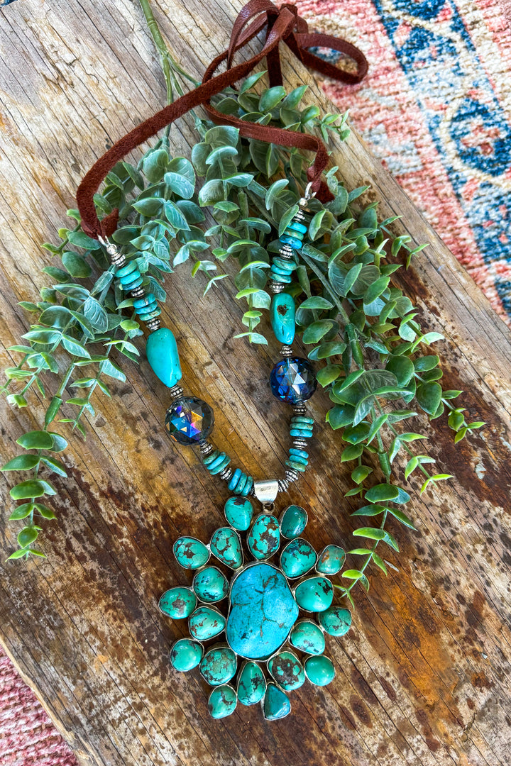 One of a Kind Kingman Turquoise Necklace Silver Plated